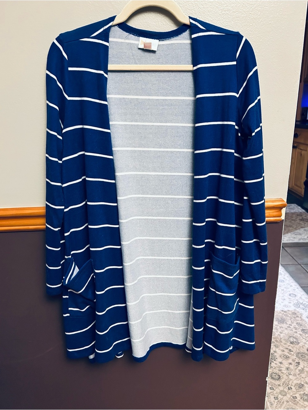 Very nice Lularoe “Caroline” cardigan sweater. Beautiful blue! Size small